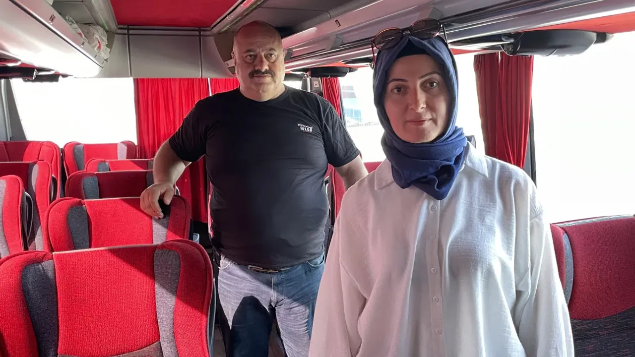 Sivas'ta kocası ile aynı otobüste şoförlük yapıyor