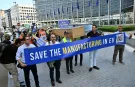 Avrupa çelik sektöründen Brüksel'de protesto...