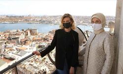 Emine Erdoğan ve Olena Zelenska, Galata Kulesi'ni ziyaret etti