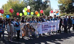 Diyarbakır'da 100 kız çocuğu farkındalık için yürüyüş yapıp gökyüzüne balon bıraktı