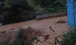 Rize'de sağanak: Derede su seviyesi yükseldi, heyelan oldu