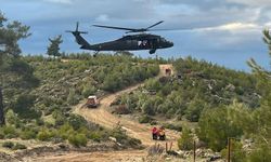 Aydın'da uçuruma düşen motosikletin sürücüsü helikopterle kurtarıldı