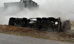 Konya'da asit tankeri devrildi: 1 ölü