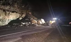 Artvin'de gece meydana gelen heyelan karayolunu ulaşıma kapattı