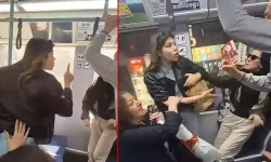 Tramvayda kadınlar arasında tekmeli, küfürlü yer kavgası