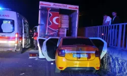 Sakarya'da taksi önündeki kamyonete çarptı