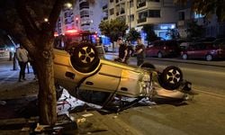 İzmir'de takla atan otomobilin sürücüsü yaralandı