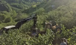 Zonguldak'ta iş makinası şarampole devrildi: Operatör atlayarak kurtuldu