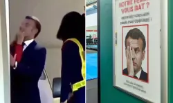 Spor salonundaki afiş! Eşinden Tokat yiyen Macron rezil oldu