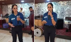 Kadın polis Suriyelilerin düğününde! Sahnede yaptığı anons...