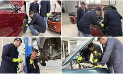 Araç bakım servisi gibi çalışan "liseli ustalar" hem eğitim alıyor hem de para kazanıyor