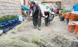 Babaannesinden öğrendiği ot süpürgesi geleneğini yaşatıyor