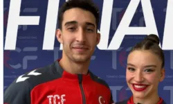 Milli cimnastikçiler Ayşe Begüm Onbaşı ile Can Derviş, Dünya Kupası'nın Suzuki ayağında 3'üncü oldu