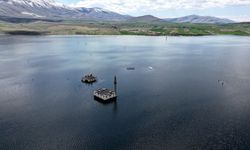 Gümüşören Barajı'nda eski yerleşim yerleri yeniden sular altında kaldı