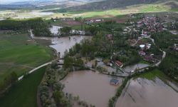 Çekerek Irmağı'nın neden olduğu taşkınlar dronla görüntülendi