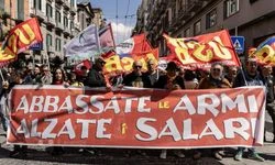 İtalya'da yeniden silahlanmayı protesto etmek ve Filistin'e destek için greve gidildi