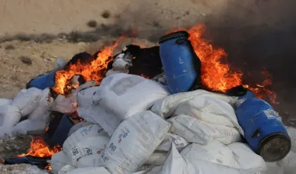 Şam'da ele geçirilen tonlarca uyuşturucu imha edildi