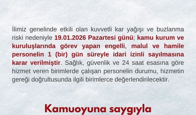 Bartın'da kamu çalışanlarına kar tatili