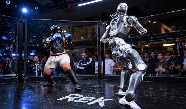 İnsan ve insansı robot ringde karşı karşıya geldi: Bilimkurgu gerçeğe dönüştü!