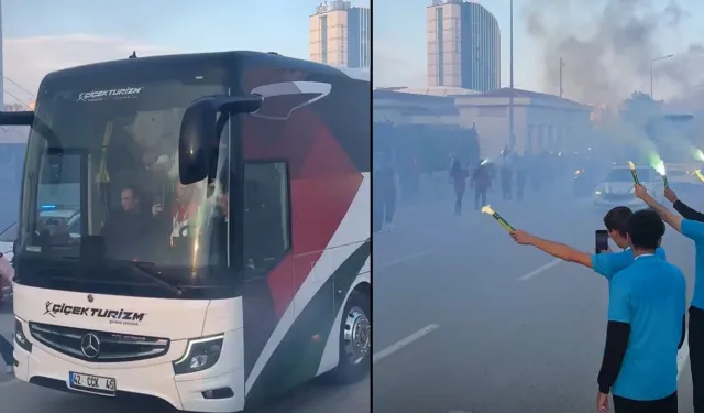Filistin Millî Takımı, Konya’da meşalelerle karşılandı... İşte o anlar!