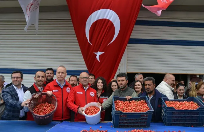 Manisa'da sezonun ilk kirazı 6 bin TL'den satıldı