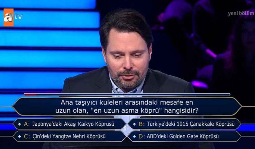 Kim Milyoner Olmak İster’e damga vuran an! Çanakkale Köprüsü sorusuna şoke eden cevap