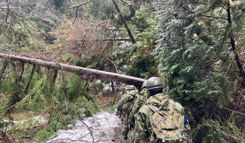 Savunma kuvvetleri bölgede yol çalışmalarının yanı sıra gıda, tıbbi ve malzeme desteği de sağlıyor.
