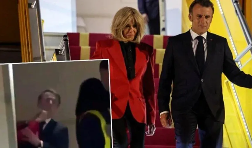 Macron uçakta eşinden tokat yedi