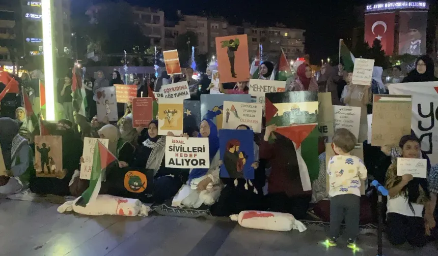 Aydın'da Filistin için oturma eylemi