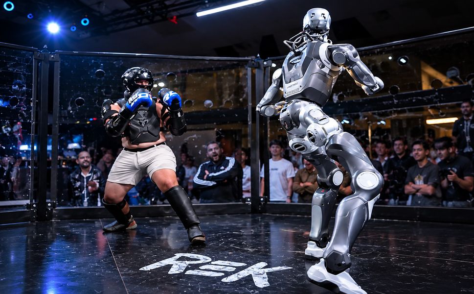 İnsan ve insansı robot ringde karşı karşıya geldi: Bilimkurgu gerçeğe dönüştü!