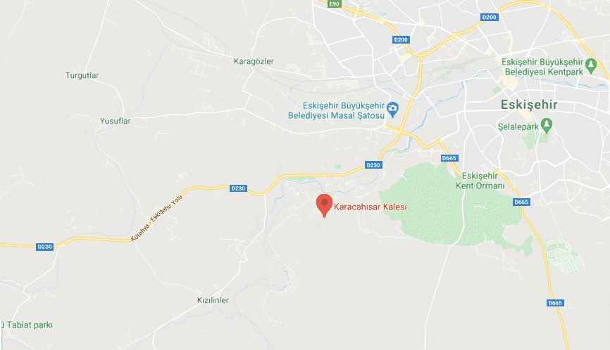 <p>Kuruluş Osman'da adı geçen Kulucahisa (Karacahisar) Kalesi'nin haritada yeri..</p>