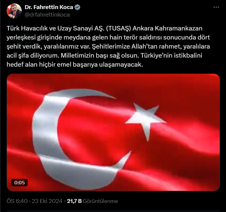 Fahrettinkoca Tusas Teror Saldırı