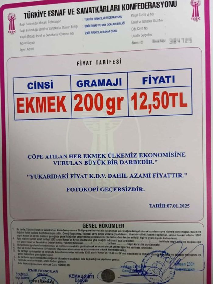 İzmir'de Ekmeğe Zam Geldi!2