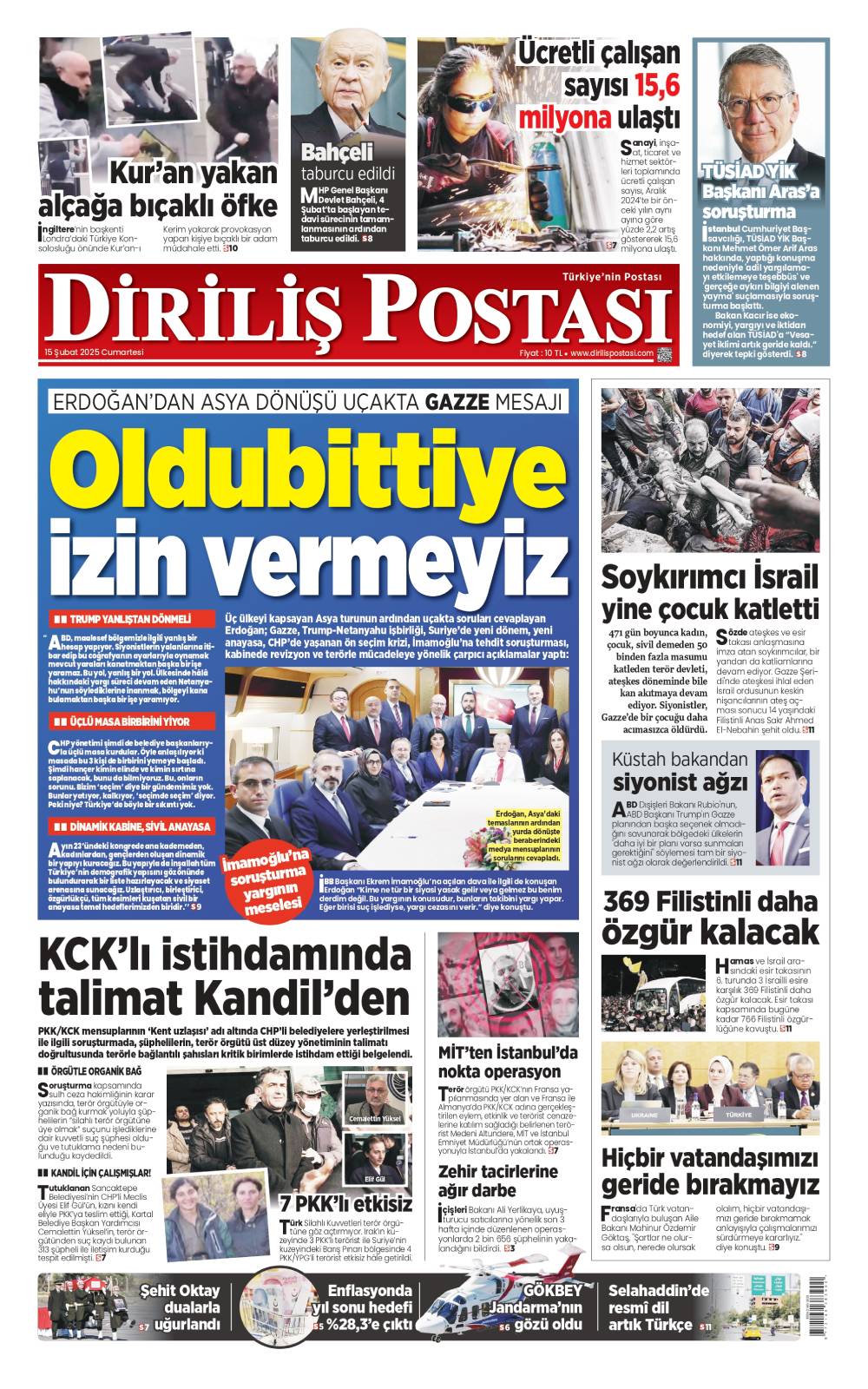 15Şubat Manşet