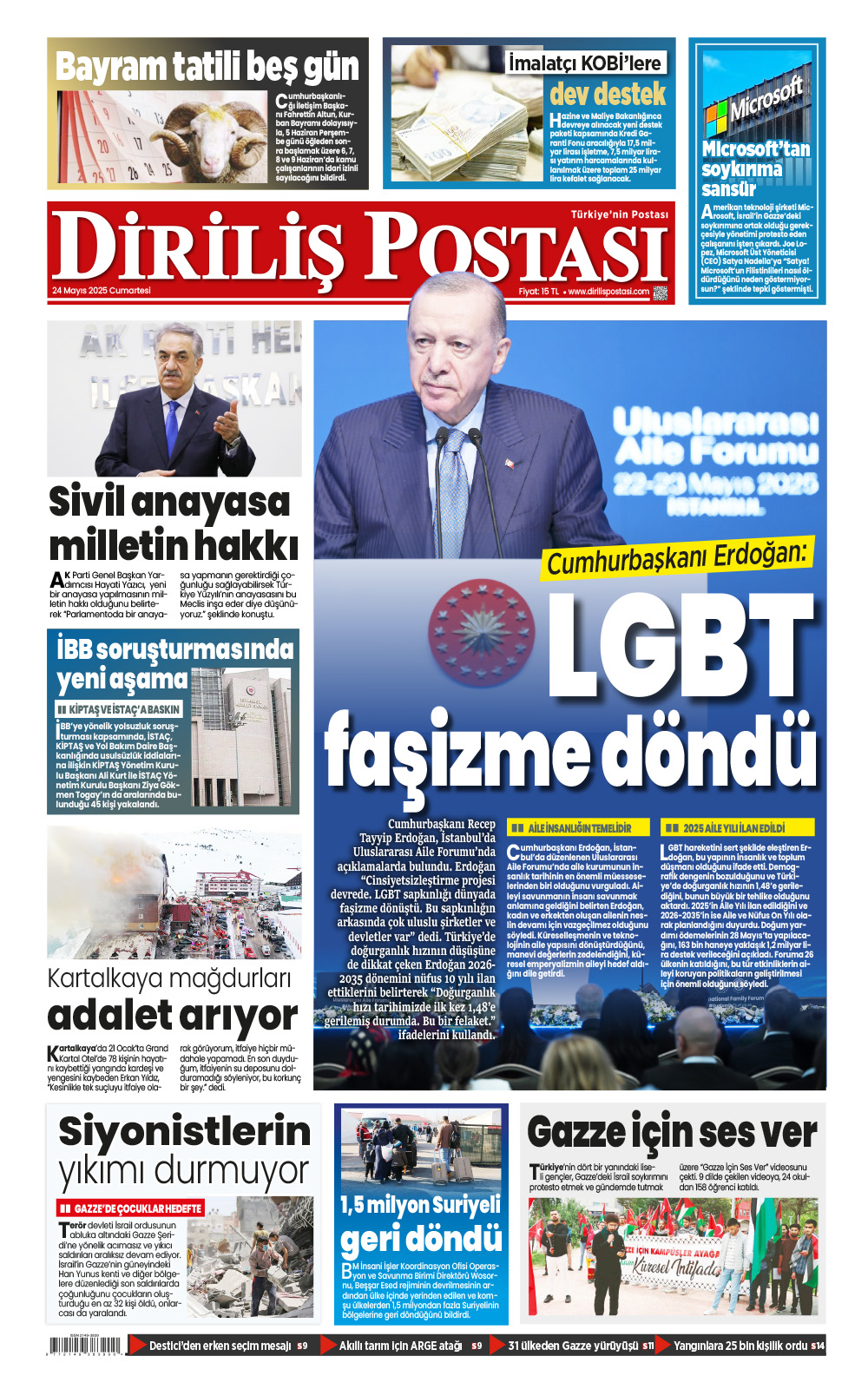 +1. Sayfa 24 Mayis Manşet