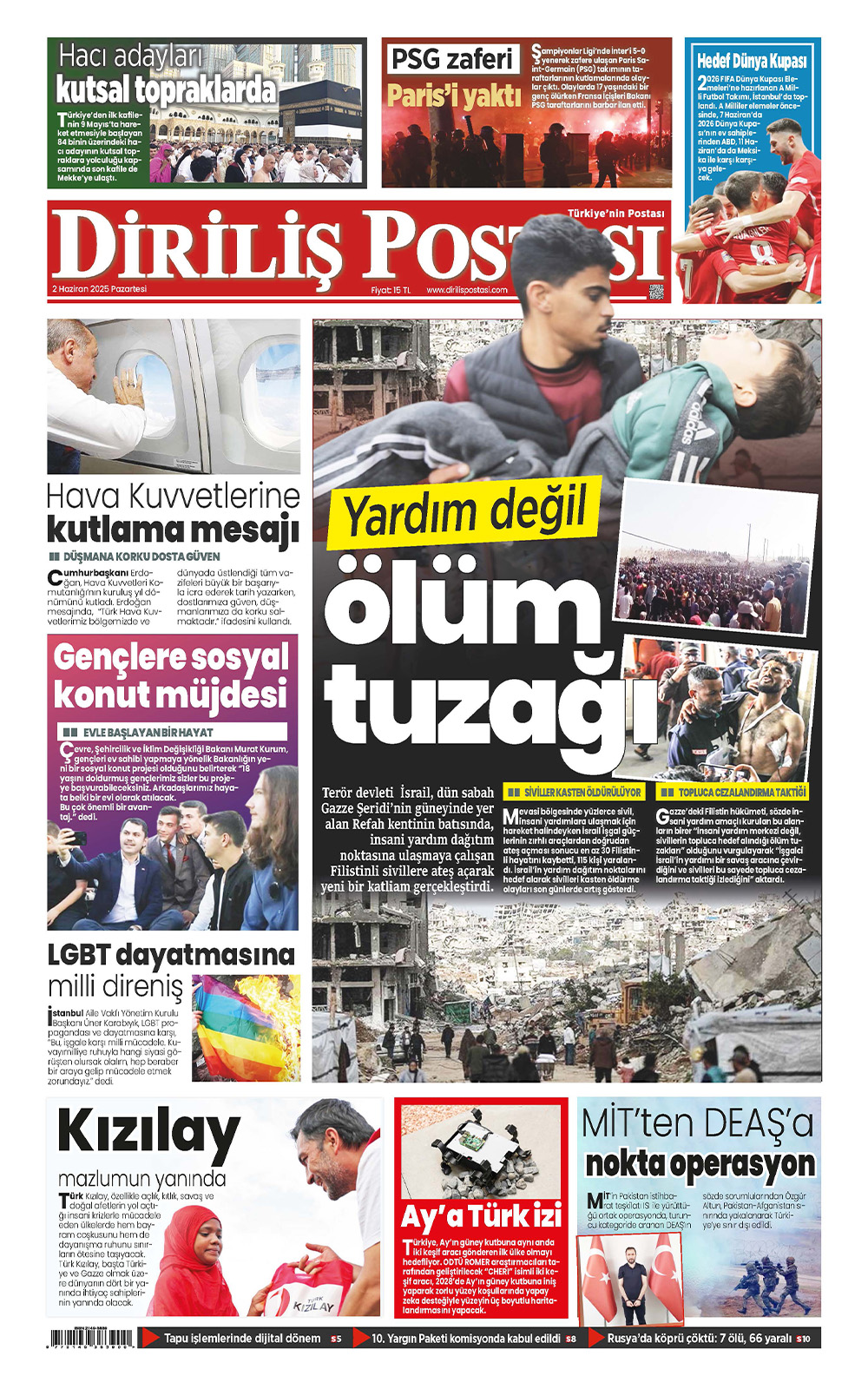 +1. Sayfa 2 Hazi̇ran Manşet